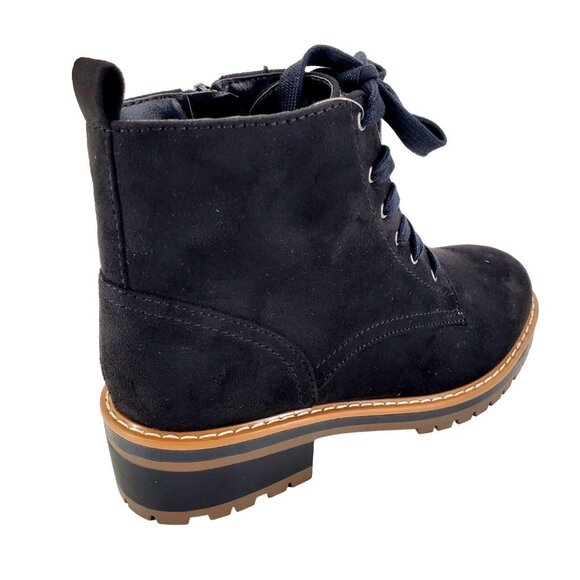 Kensie 9 Boots Kasha Combat Lace Up Zip Vegan Suede Chunky Lug Platform Shoes - Picture 3 of 16